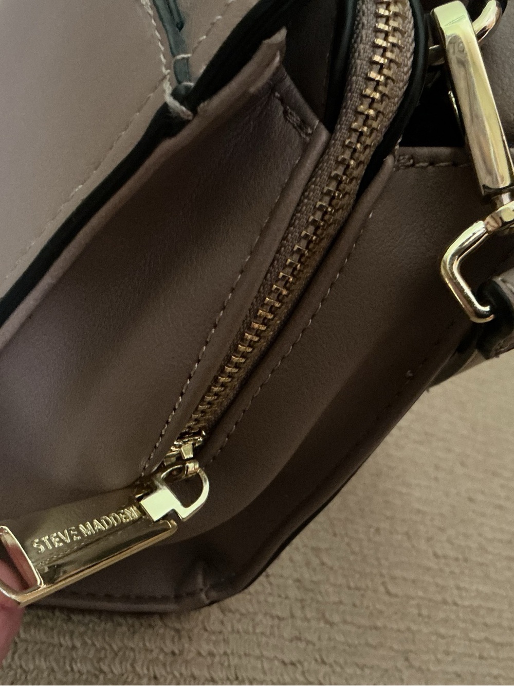 Tan Crossbody Bag with Gold Hardware - Picture 8 of 8